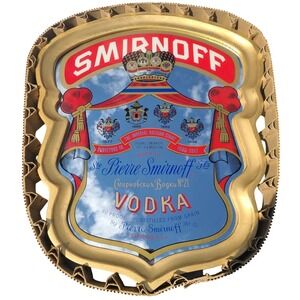 Vintage Smirnoff Vodka Bar Mirror Imperial Russian Court Gold Shield Brytone NYC